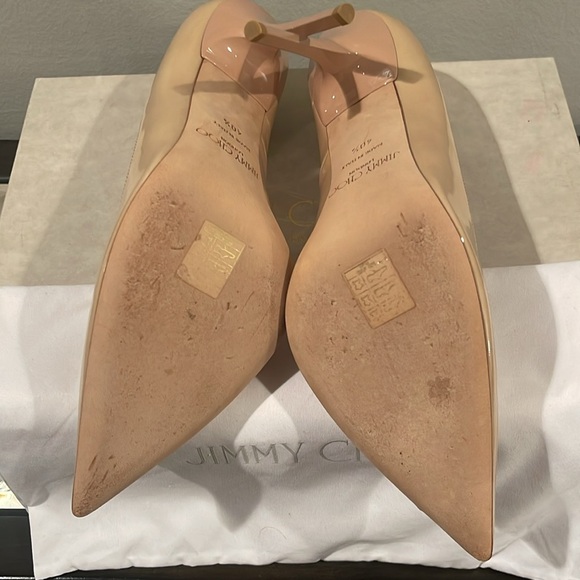 JIMMY CHOO Abel 100 Nude Patent Leather Pumps Size 10 1/2 (IT 40 1/2) - Picture 6 of 9